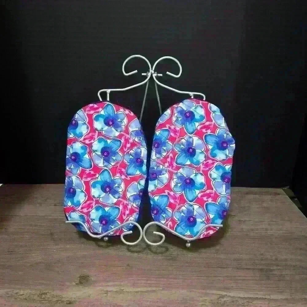 Handmade Microwave Mitts - Regular Size - Pink and Blue Flowers - Pair